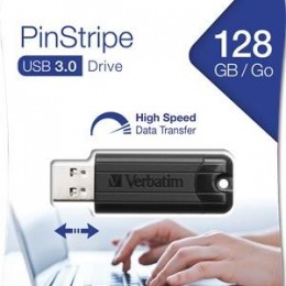 Verbatim Pendrive, 128GB, USB 3.0, &quot;Pinstripe&quot;, fekete