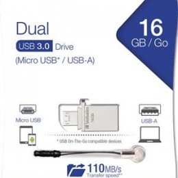 Verbatim Pendrive, 16GB, USB 3.0+micro USB adapter, táblagéphez, &quot;Micro&quot;