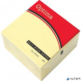 Optima Öntapadós jegyzet 75x75mm sárga 450 lap