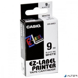 CASIO Feliratozógép szalag, 9 mm x 8 m, , fehér-fekete