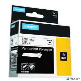 DYMO Feliratozógép szalag, 9 mm x 5,5 m, "Rhino", fehér-fekete