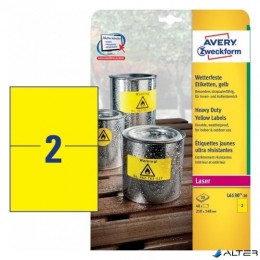 AVERY Etikett L6130-20 210x148mm sárga időjárásálló 40 címke/doboz 20 ív/doboz