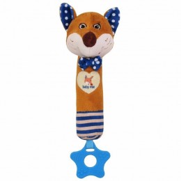 Baby Mix Sípolós plüss játék rágókával róka kék