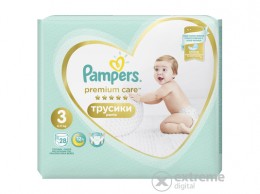 PAMPERS Premium Care bugyipelenka 3-as méret, 28 db