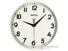 SECCO "Sweep Second" falióra 24 cm-es, fényes fehér