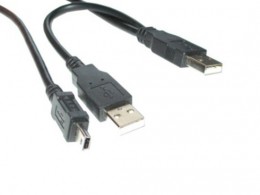 Delock kábel 2x USB 2.0-A male to USB mini 5pin, 1m (82447)