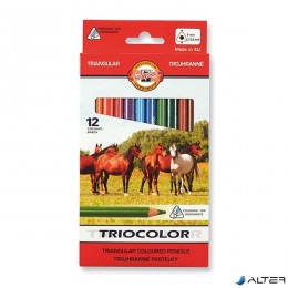 KOH-I-NOOR Színesceruza 3142 12-es készlet tricolor lovak vastag háromszögletű