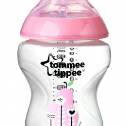 Tommee Tippee Közelebb a természeteshez BPA-mentes cumisüveg 260ml színes világos rózsaszín