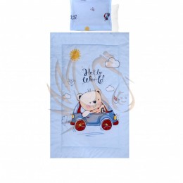 LORELLI 4 részes ágyneműgarnitúra - Bear &amp; Car Blue