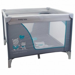 Baby Mix Gyermek összecsukható járóka 106x106 macik mint-grey