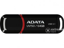 ADATA UV150 64GB USB 3.1 pendrive, fekete (AUV150-64G-RBK)