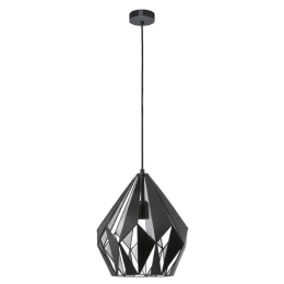 EGLO CARLTON 1 FÉM EZÜST/FEKETE FÜGGESZTÉK E27 60W IP20