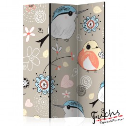 ArtGeist sp. z o o. Paraván - Natural pattern with birds [Room Dividers]
