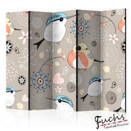 Paraván - Natural pattern with birds [Room Dividers]
