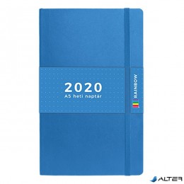 TOPTIMER Határidőnapló Rainbow T018 A/5 heti fehér lapos pontozott belíves világoskék 2020.