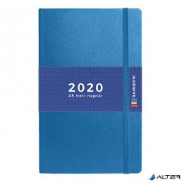 TOPTIMER Határidőnapló Rainbow T018 A/5 heti fehér lapos pontozott belíves sötétkék 2020.
