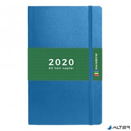 TOPTIMER Határidőnapló Rainbow T014 B/6 heti fehér lapos pontozott belíves zöld 2020.