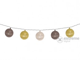 Home LED-es pamutgolyó fényfüzér, barna/arany/krém
