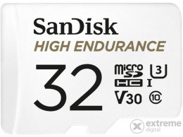 SanDisk 32GB High Endurance MicroSDHC memóriakártya, 100 MB/S,C10,U3,V30,A2