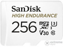 SanDisk 256GB High Endurance MicroSDXC memóriakártya, 100 MB/S,C10,U3,V30,A2