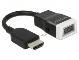 Delock Adapter HDMI male > VGA female audió funkcióval - fekete (65587)