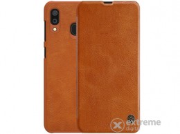 Nillkin QIN álló, bőr hatású tok Samsung Galaxy A30 készülékhez, barna