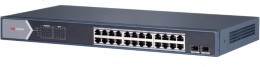 Hikvision DS-3E0526P-E/M 26 portos Gbit PoE switch | 24 PoE + 2 SFP uplink port | nem menedzselhető