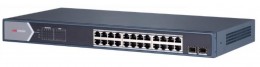 Hikvision DS-3E1526P-E 26 portos Gbit PoE switch | 24 PoE + 2 SFP uplink port | web menedzselhető