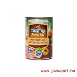 Happy&amp;Fit Happy &amp; Fit Natural Csirke &amp; Szarvas Almával &amp; Sáfrányos szekliceolajjal 400g vagy 800g
