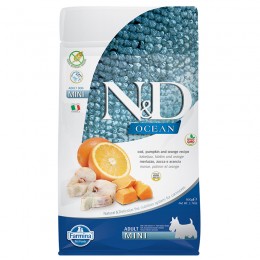 N&amp;D Ocean Dog tőkehal, sütőtök&amp;narancs Adult mini 800g