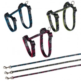 Trixie Hám+póráz macskának nylon 27-45cm/10mm 1,2m
