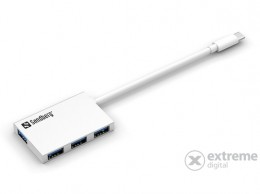 SANDBERG USBC 4 port USB3.0 Pocket Hub, ezüst