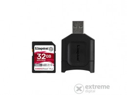 Kingston Canvas React Plus 32GB SDHC memóriakártya, Class 10, UHS-II, U3 + kártyaolvasó (MLPR2/32GB)