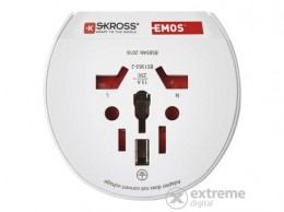 EMOS P0055N utazóadapter Európába utazóknak, fehér