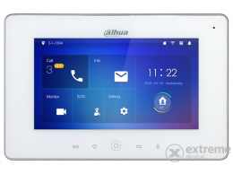 DAHUA VTH5221DW-S2 IP video kaputelefon (beltéri egység, 7" touch screen, 2 ajtó vezérlés, SD, I/O, PoE, wifi, fehér)