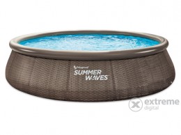 Summer waves Summer Waves rattan mintájú felfújható peremű medence vízforgatóval és szűrővel, 3,05m