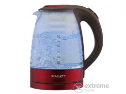 Scarlett SCEK27G62 Vízforraló, 2200W, 1,7l, 360 fokban forgatható, üveg,piros