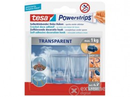 TESA Powerstrips műanyag akasztó ragasztócsíkkal, átlátszó