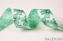 Valex Decor Virágmintás prémium textil szalag drótos szegéllyel 38mm x 6.4m - Menta