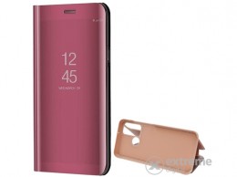 GIGAPACK Mirror View Case álló, bőr hatású aktív flip tok Huawei Y6p készülékhez, rozéarany