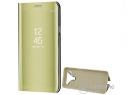 GIGAPACK Mirror View Case álló, bőr hatású aktív flip tok LG K41S (K410S) készülékhez, arany