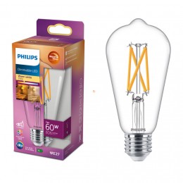 Philips E27 LED 7W 806lm CRI90 2700-2200K WarmGlow DIM - 60W izzó helyett
