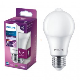 Philips E27 LED 8W 806lm 4000K hideg fehér, fény és mozgásérzékelővel - 60W izzó helyett