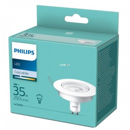 Philips GU10 LED 3W 250lm 4000K hideg fehér 36° - 35W izzó helyett + billenthető keret