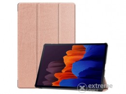 GIGAPACK Trifold álló, bőr hatású aktív flip tok Samsung Galaxy Tab S7 Plus WiFi készülékhez, rozéarany