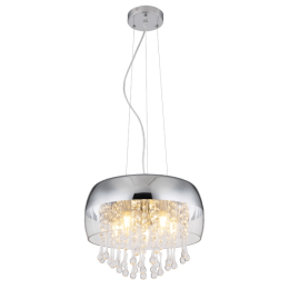 Globo KALLA FÜGGESZTÉK E14 5X40W, ÁTMÉRŐ:35CM ÁTLÁTSZÓ ÜVEG BURA, ÜVEG/KRISTÁLY DEKOR