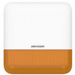 Hikvision DS-PS1-E-WE/Orange Vezeték nélküli kültéri sziréna AXPro központokhoz; 110 dB; IP65; 868 MHz; 12 VDC/4x CR123A; narancs