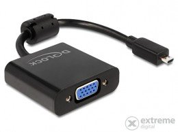 Delock 65514 adapter HDMI-mini C-dugós csatlakozó-VGA, fekete
