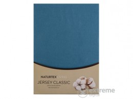 NATURTEX pamut jersey gumis lepedő, 140-160x200cm, középkék