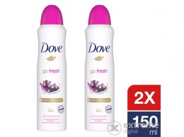 DOVE Go Fresh Acai bogyó & Vízililiom illatú női izzadásgátló dezodor, 2x150 ml